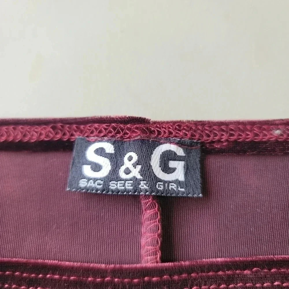 S&G Sac See Girl Soft Velvet Sleveless Burgundy Red Dress Womens Sz S - Picture 8 of 8